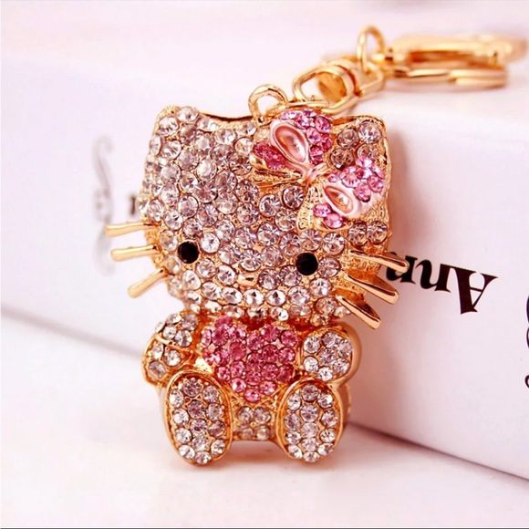 Bea Cali Accessories - (Last 1) Crystal Hello Kitty Charm Key Chain Purse-Charm pedant - LIGHT PINK